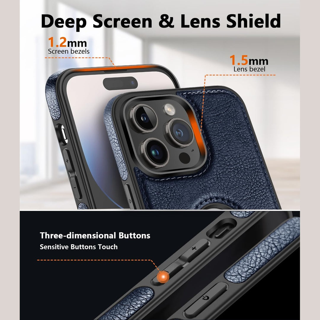 iPhone 16 Pro Max Brown Leather MagSafe Case with Kickstand - DOKUTRONIX