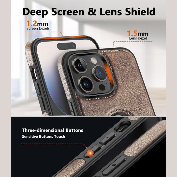 iPhone 16 Pro Max Brown Leather MagSafe Case with Kickstand - DOKUTRONIX