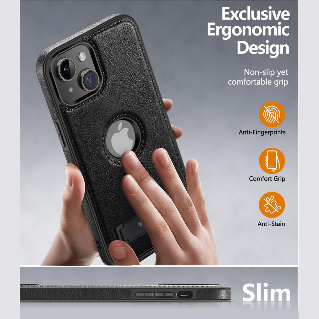 iPhone 16 Pro Max Brown Leather MagSafe Case with Kickstand - DOKUTRONIX