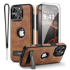 iPhone 16 Pro Max Brown Leather MagSafe Case with Kickstand
