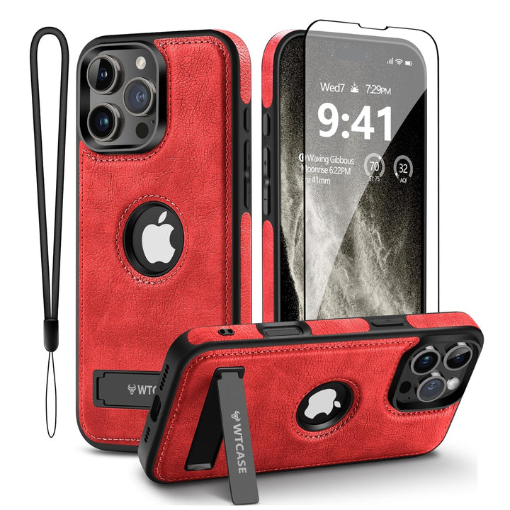 iPhone 16 Pro Max Brown Leather MagSafe Case with Kickstand - DOKUTRONIX