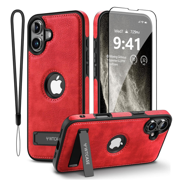 iPhone 16 Pro Max Brown Leather MagSafe Case with Kickstand - DOKUTRONIX