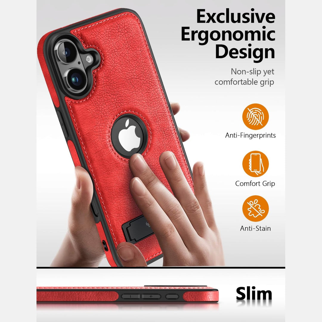 iPhone 16 Pro Max Brown Leather MagSafe Case with Kickstand - DOKUTRONIX