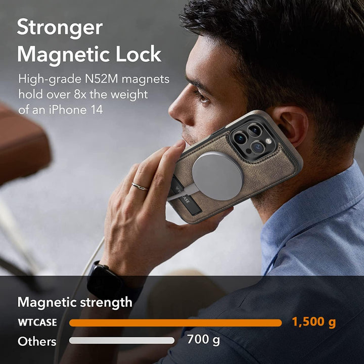 iPhone 16 Pro Max Brown Leather MagSafe Case with Kickstand - DOKUTRONIX