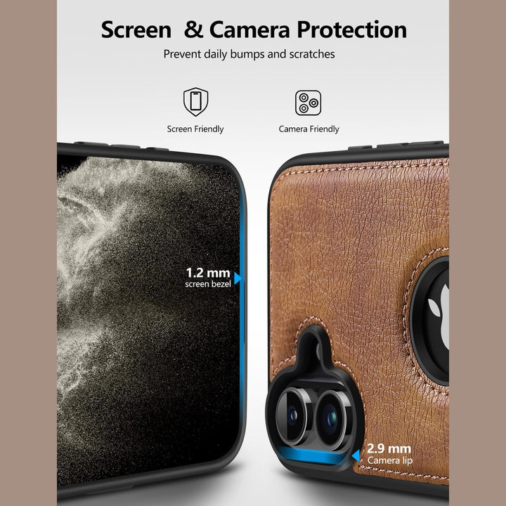 iPhone 16 Pro Max Brown Leather MagSafe Case with Kickstand - DOKUTRONIX