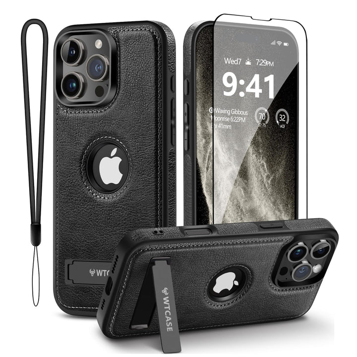 iPhone 16 Pro Max Brown Leather MagSafe Case with Kickstand - DOKUTRONIX