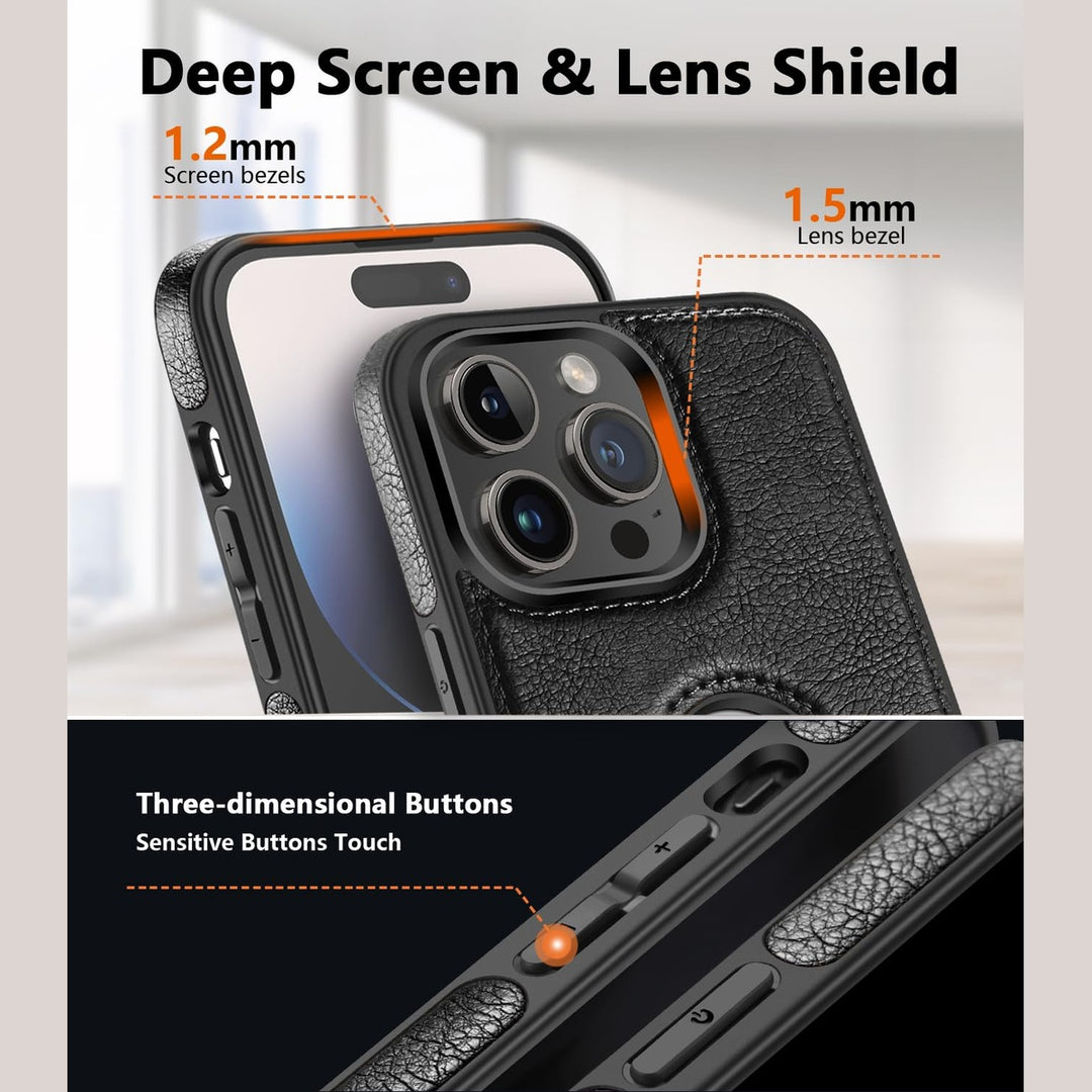 iPhone 16 Pro Max Brown Leather MagSafe Case with Kickstand - DOKUTRONIX