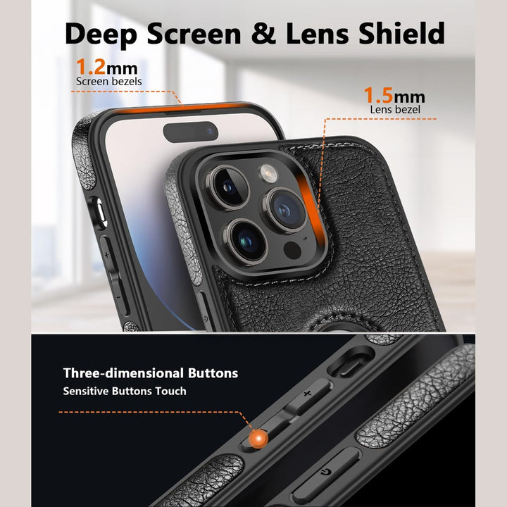 iPhone 16 Pro Max Brown Leather MagSafe Case with Kickstand - DOKUTRONIX