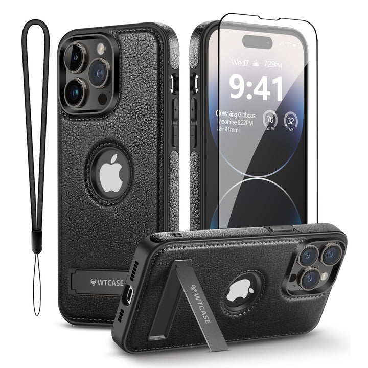 iPhone 16 Pro Max Brown Leather MagSafe Case with Kickstand - DOKUTRONIX