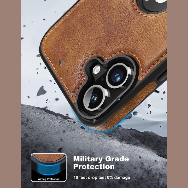 iPhone 16 Pro Max Brown Leather MagSafe Case with Kickstand - DOKUTRONIX