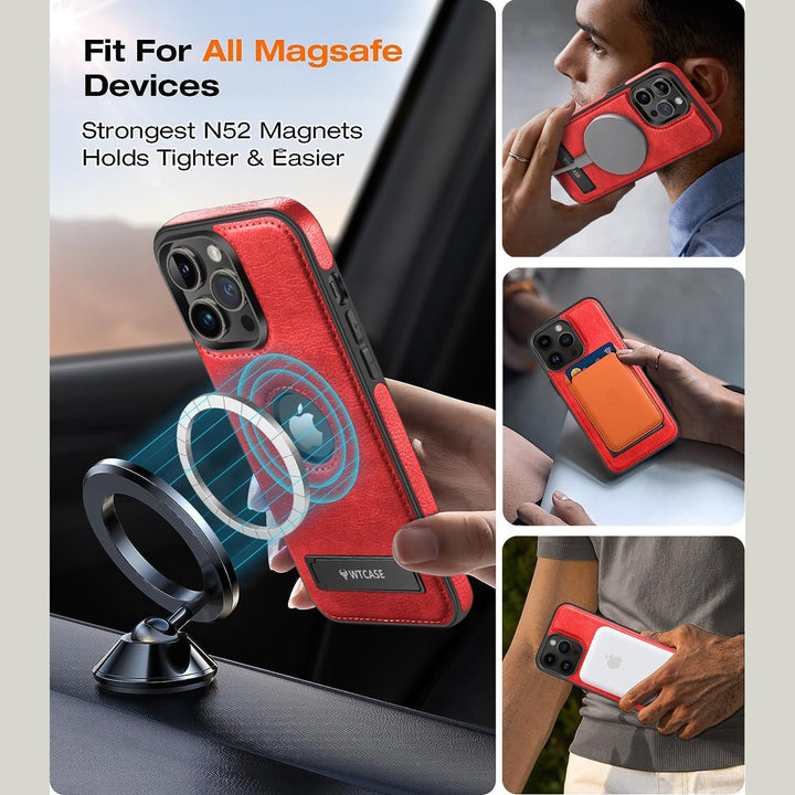 iPhone 16 Pro Max Brown Leather MagSafe Case with Kickstand - DOKUTRONIX