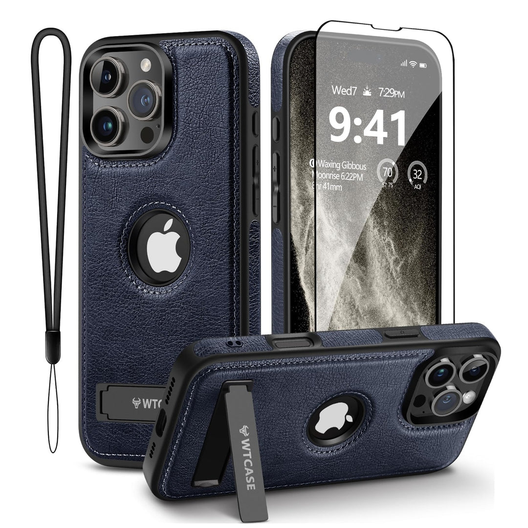 iPhone 16 Pro Max Brown Leather MagSafe Case with Kickstand - DOKUTRONIX