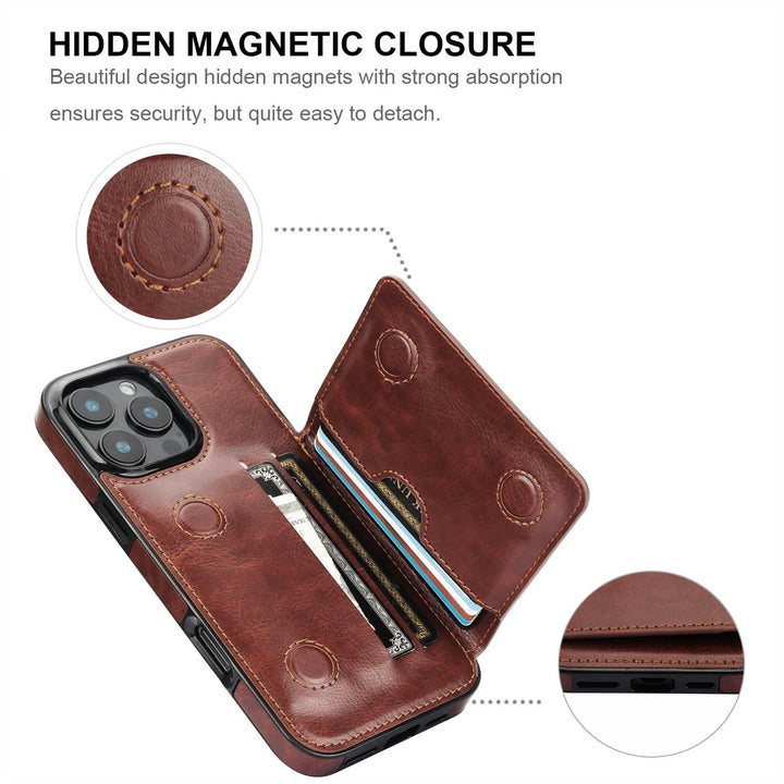 iPhone 16 Pro Max Brown Leather Wallet Case - DOKUTRONIX