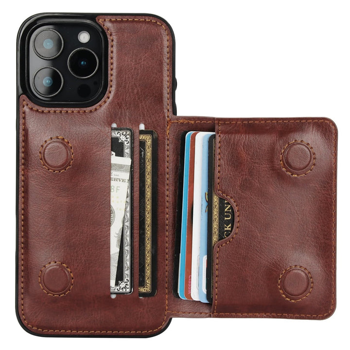 iPhone 16 Pro Max Brown Leather Wallet Case - DOKUTRONIX