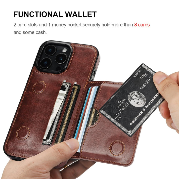 iPhone 16 Pro Max Brown Leather Wallet Case - DOKUTRONIX