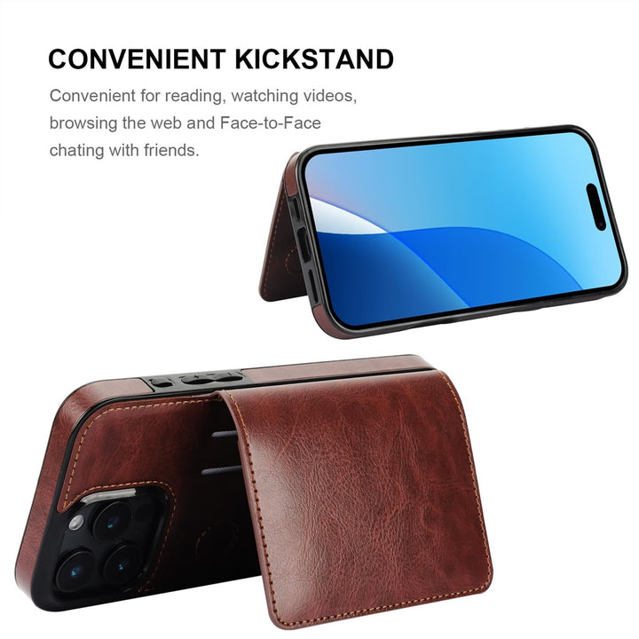 iPhone 16 Pro Max Brown Leather Wallet Case - DOKUTRONIX