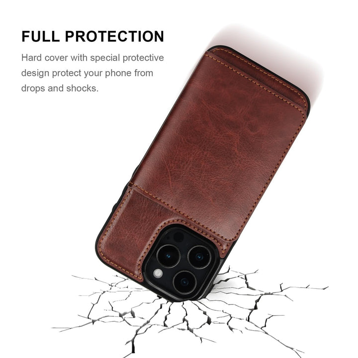 iPhone 16 Pro Max Brown Leather Wallet Case - DOKUTRONIX