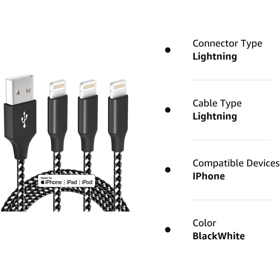 iPhone 10FT MFi Certified Charger 3-Pack - DOKUTRONIX