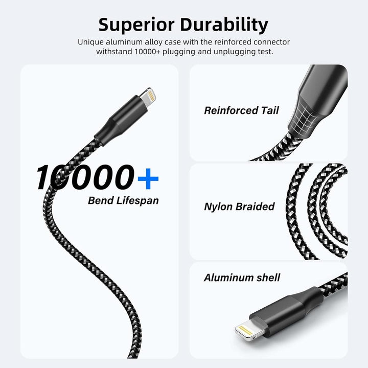 iPhone 10FT MFi Certified Charger 3-Pack - DOKUTRONIX
