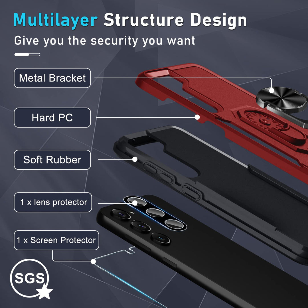 Janmitta Galaxy S23+ Red Heavy-Duty Case & Protectors - DOKUTRONIX