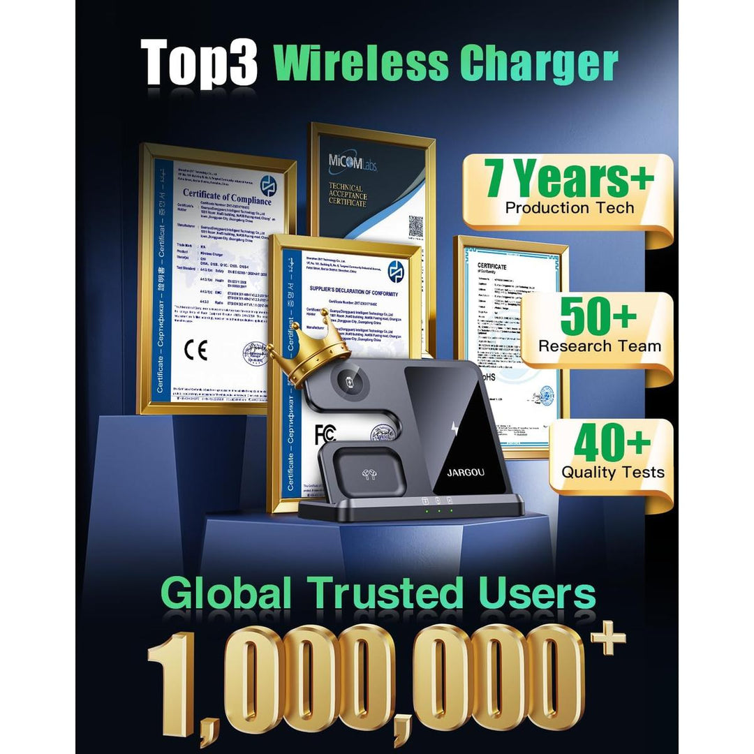 JARGOU TrioCharge Wireless Station - Black - DOKUTRONIX