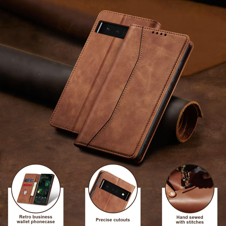 Jasonyu Leather Flip Wallet Case for Pixel 6 Pro - DOKUTRONIX