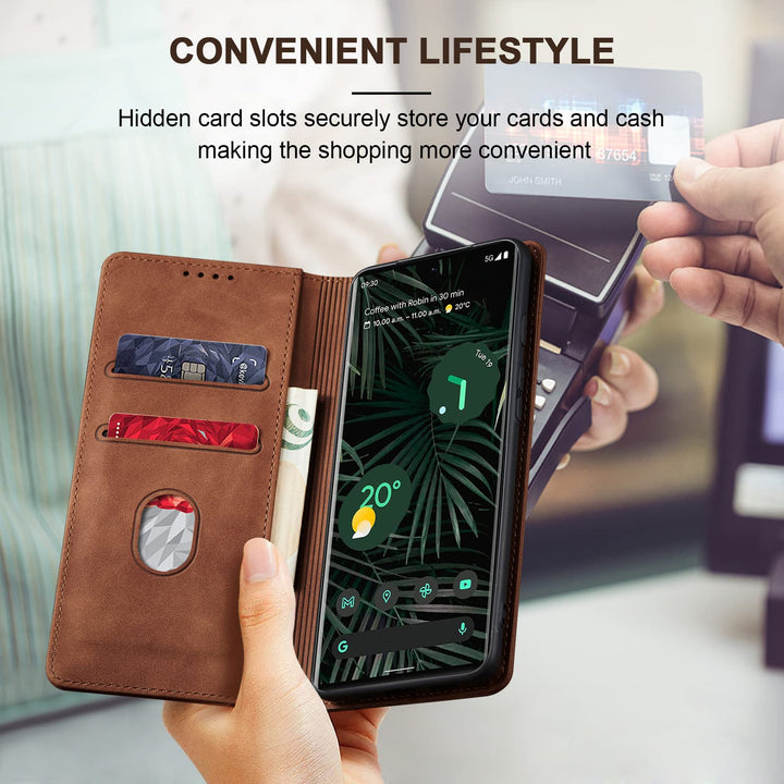 Jasonyu Leather Flip Wallet Case for Pixel 6 Pro - DOKUTRONIX