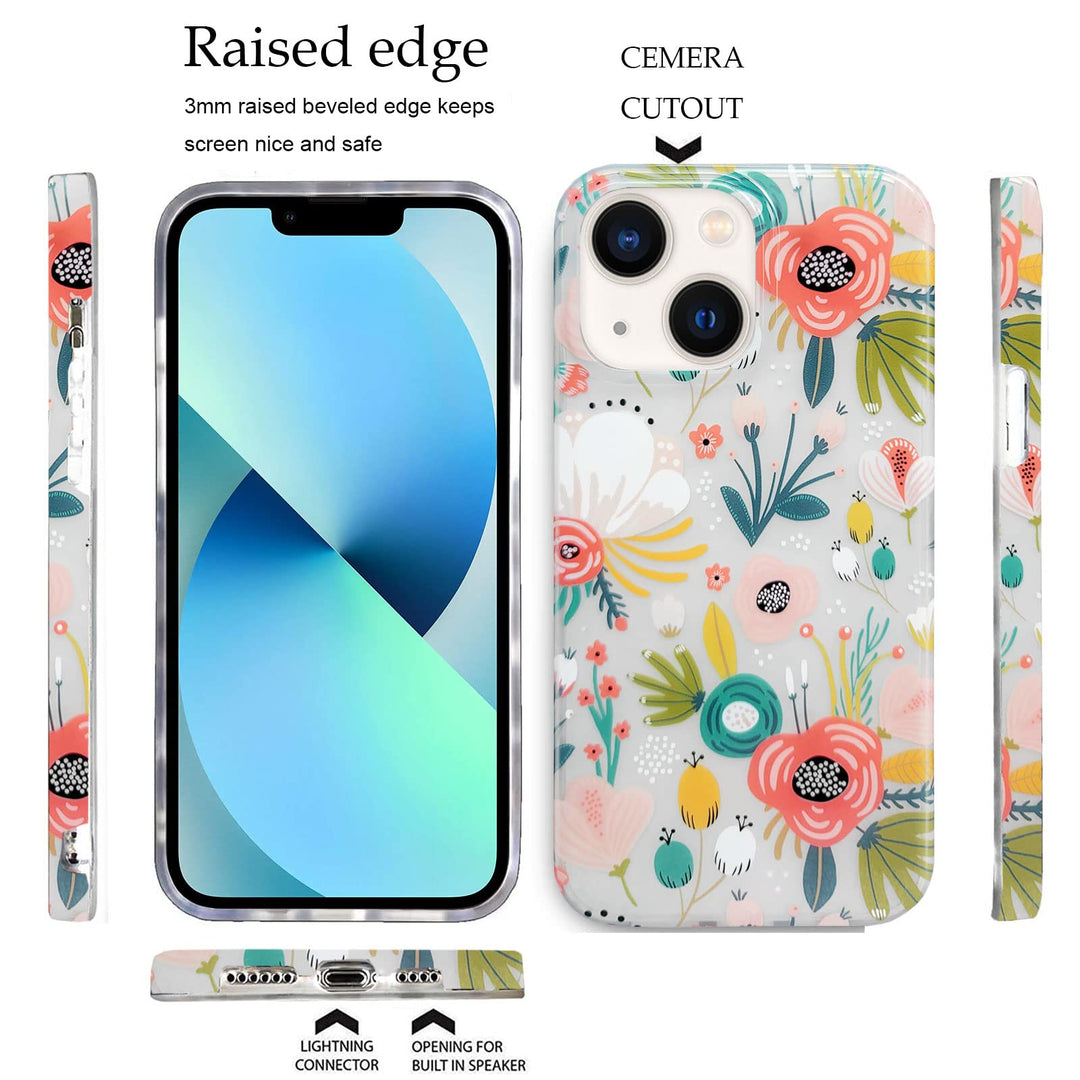 Floral Elegance iPhone 15 Plus Case - Frosted Clear - DOKUTRONIX