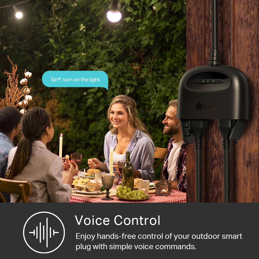 Kasa Outdoor Smart Plug, Smart Home Wi-Fi Outlet with 2 Sockets, IP64 Weather Resistance, Compatible with Alexa, Google Home & IFTTT, No Hub Required, ETL Certified(EP40), Black - DOKUTRONIX
