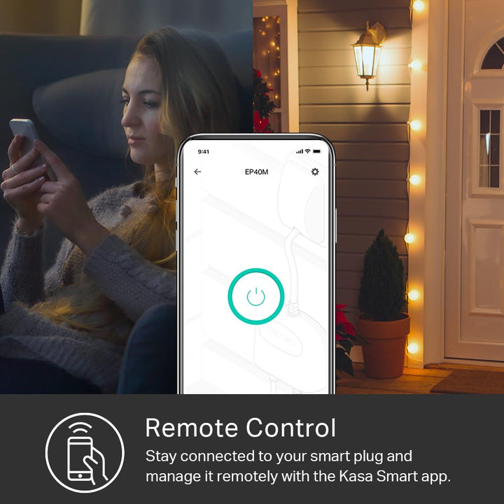 Kasa Outdoor Smart Plug, Smart Home Wi-Fi Outlet with 2 Sockets, IP64 Weather Resistance, Compatible with Alexa, Google Home & IFTTT, No Hub Required, ETL Certified(EP40), Black - DOKUTRONIX