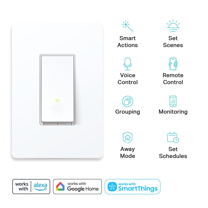 Kasa Smart 3 Way Switch HS210 KIT, Needs Neutral Wire, 2.4GHz Wi-Fi Light Switch works with Alexa and Google Home, UL Certified, No Hub Required, White,2 Count (Pack of 1) - DOKUTRONIX