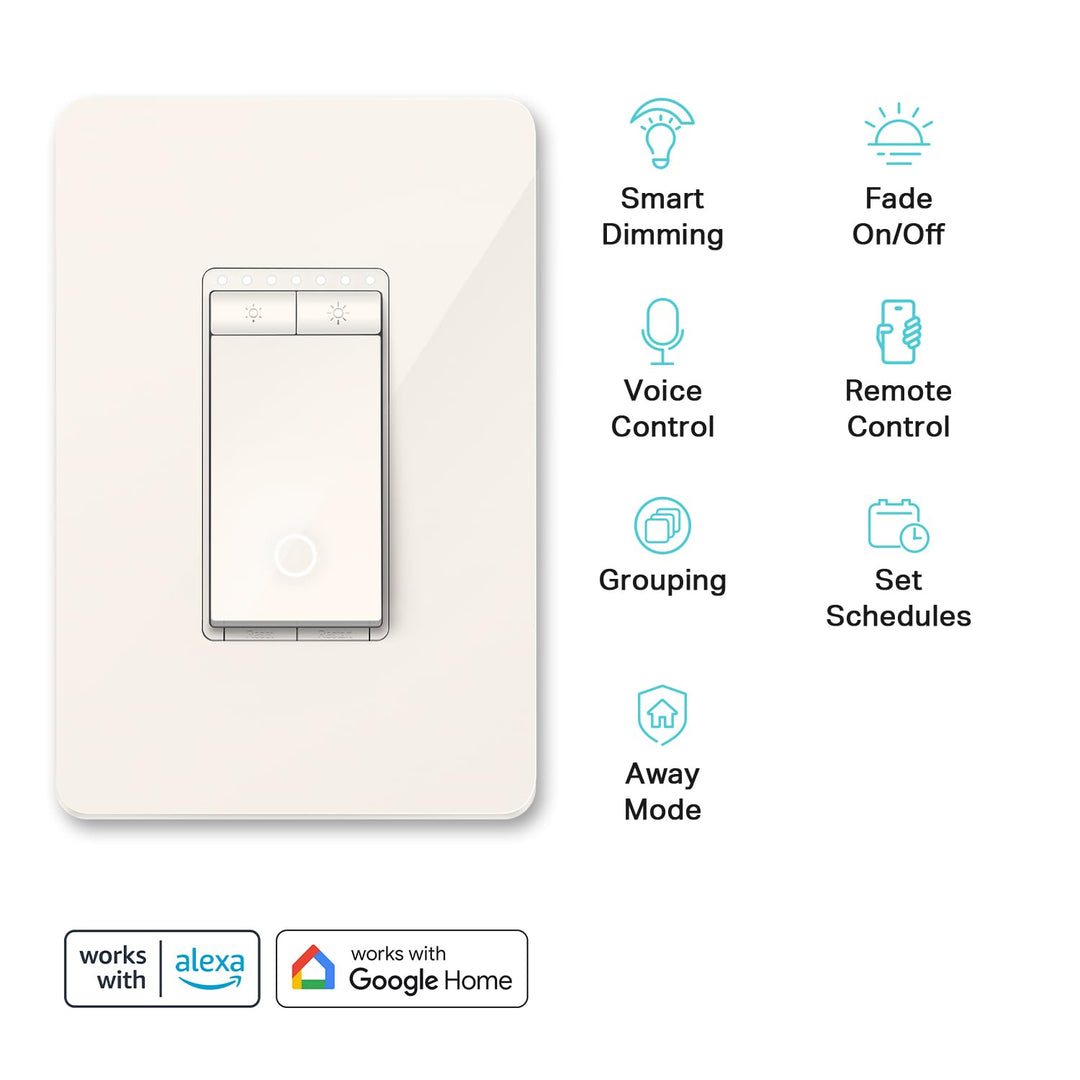 Kasa Smart Light Switch HS200, Single Pole, Needs Neutral Wire, 2.4GHz Wi-Fi Light Switch Works with Alexa and Google Home, UL Certified, No Hub Required , White - DOKUTRONIX