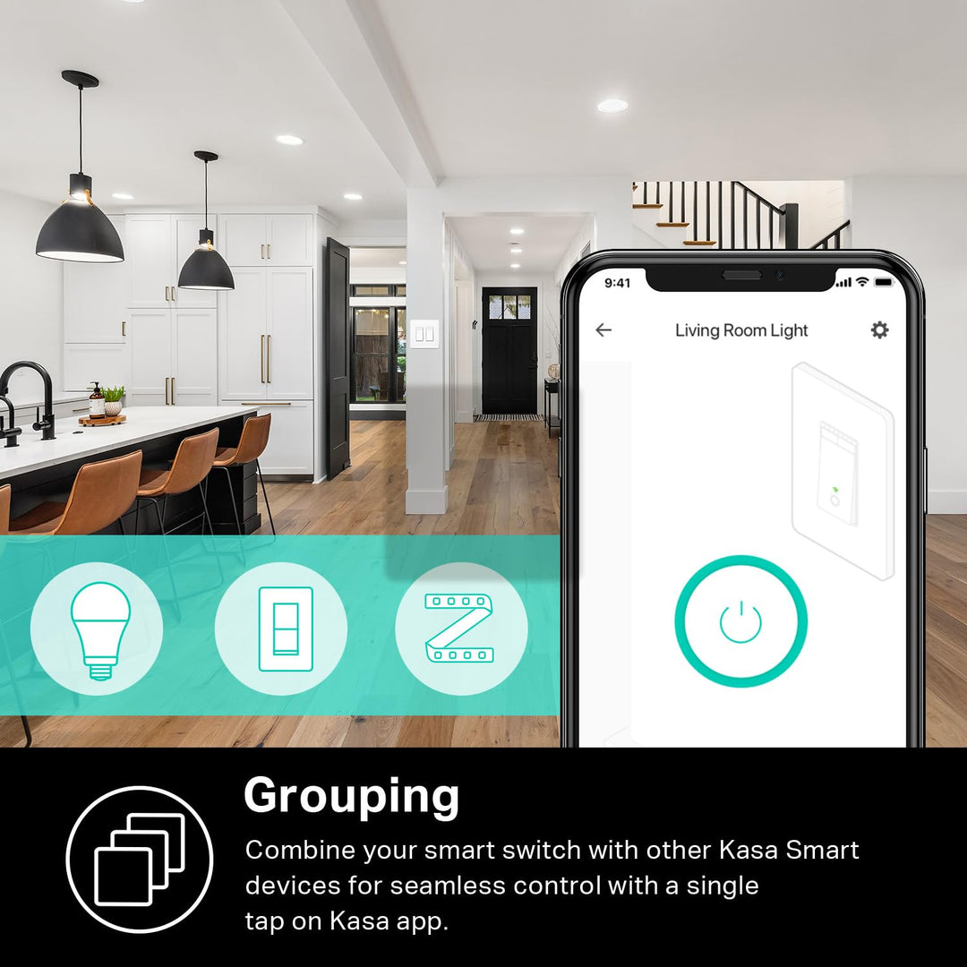 Kasa Smart Switch 2-Gang HS200-2, Single Pole,Neutral Wire Required, 2.4GHz Wi-Fi Light Switch Compatible with Alexa and Google Home, UL Certified, No Hub Required, White - DOKUTRONIX