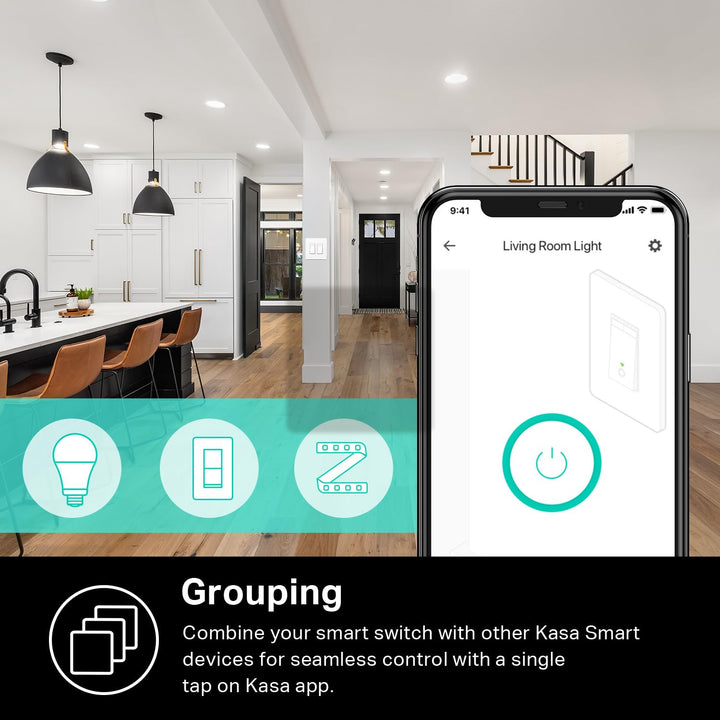 Kasa Smart Switch 2-Gang HS200-2, Single Pole,Neutral Wire Required, 2.4GHz Wi-Fi Light Switch Compatible with Alexa and Google Home, UL Certified, No Hub Required, White - DOKUTRONIX