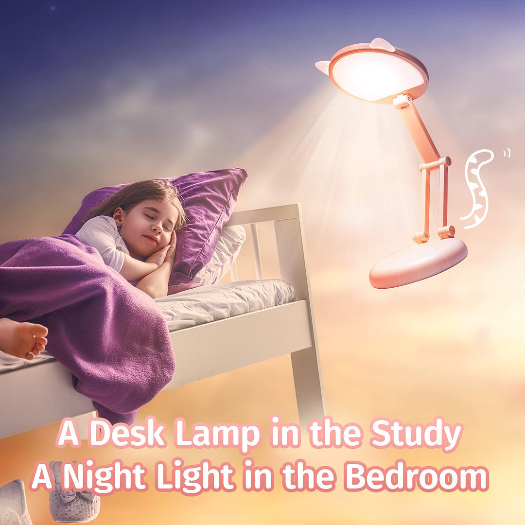 Kawaii Cat Foldable Desk Lamp - Pink & Portable - DOKUTRONIX