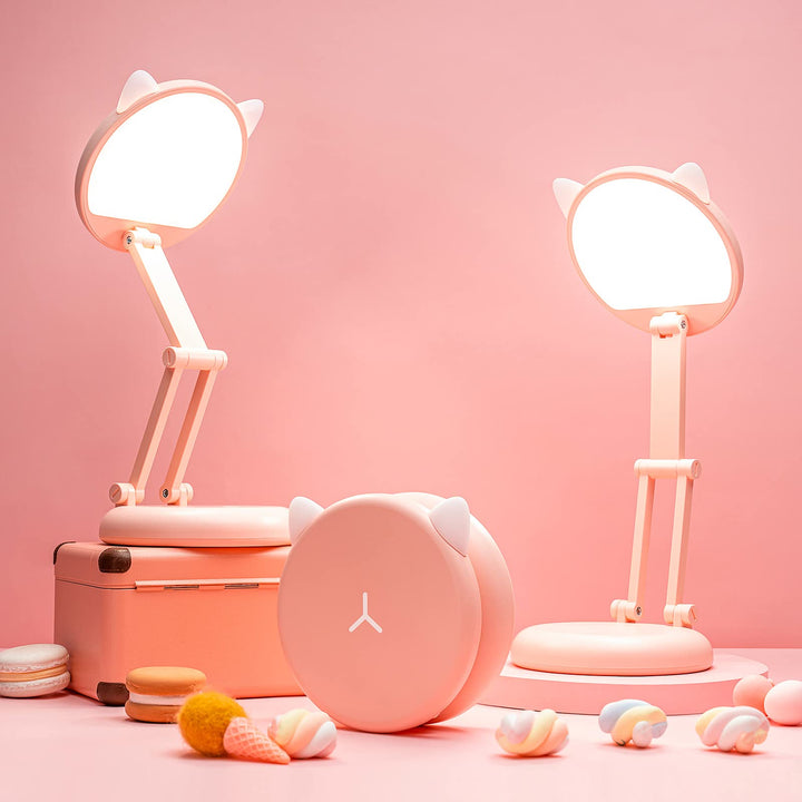 Kawaii Cat Foldable Desk Lamp - Pink & Portable - DOKUTRONIX