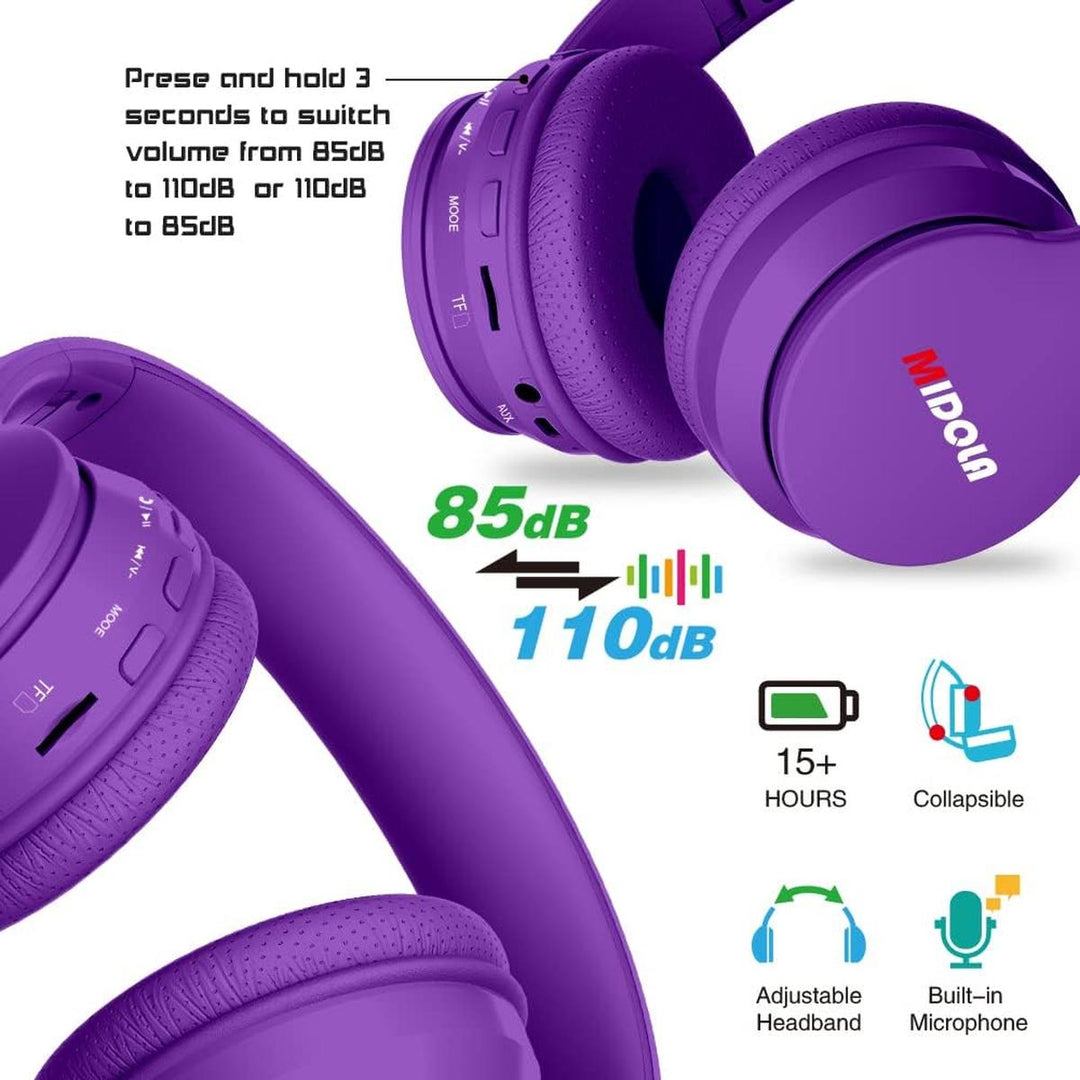 KidBeatz Foldable BT Headphones - Purple - DOKUTRONIX