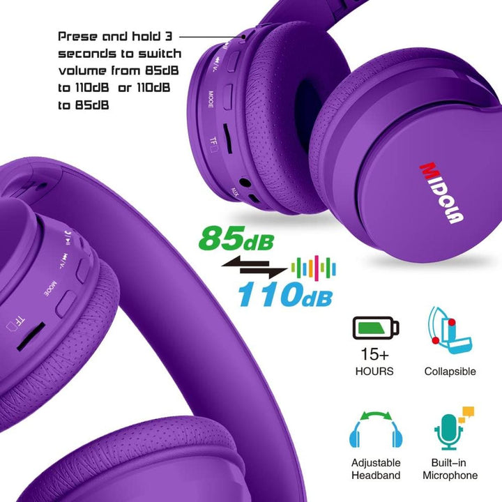 KidBeatz Foldable BT Headphones - Purple - DOKUTRONIX