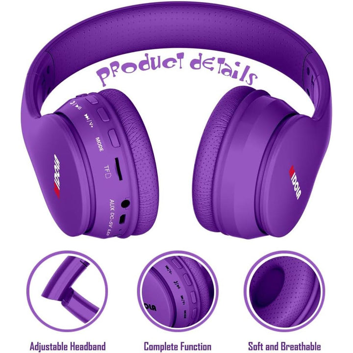KidBeatz Foldable BT Headphones - Purple - DOKUTRONIX
