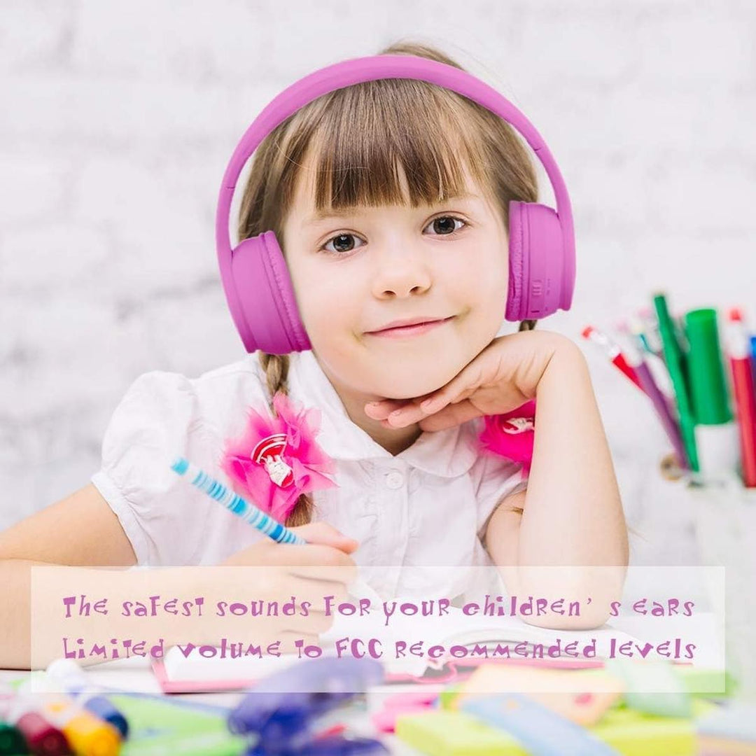 Foldable Kids Bluetooth Headphones - Rose Pink - DOKUTRONIX