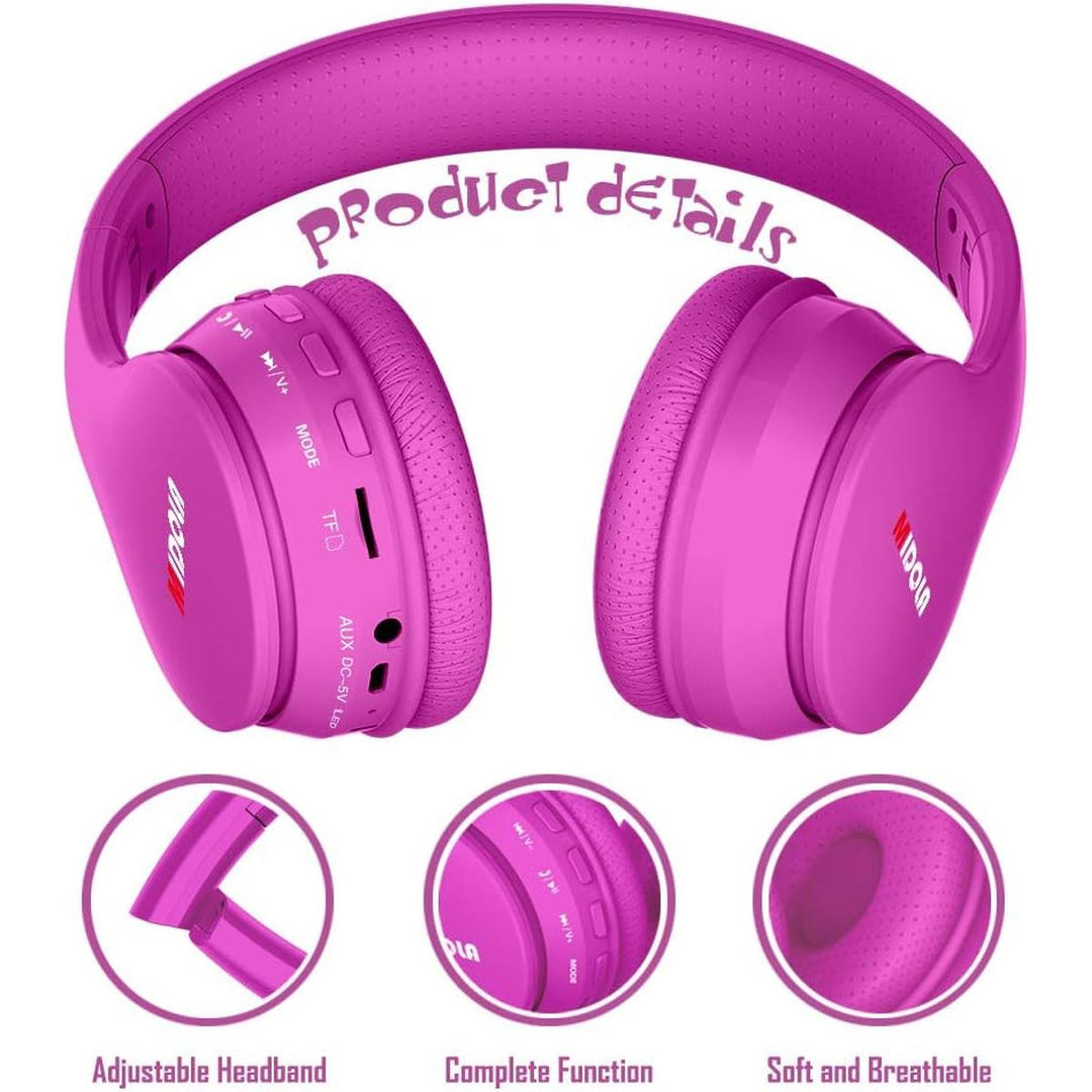 Foldable Kids Bluetooth Headphones - Rose Pink - DOKUTRONIX