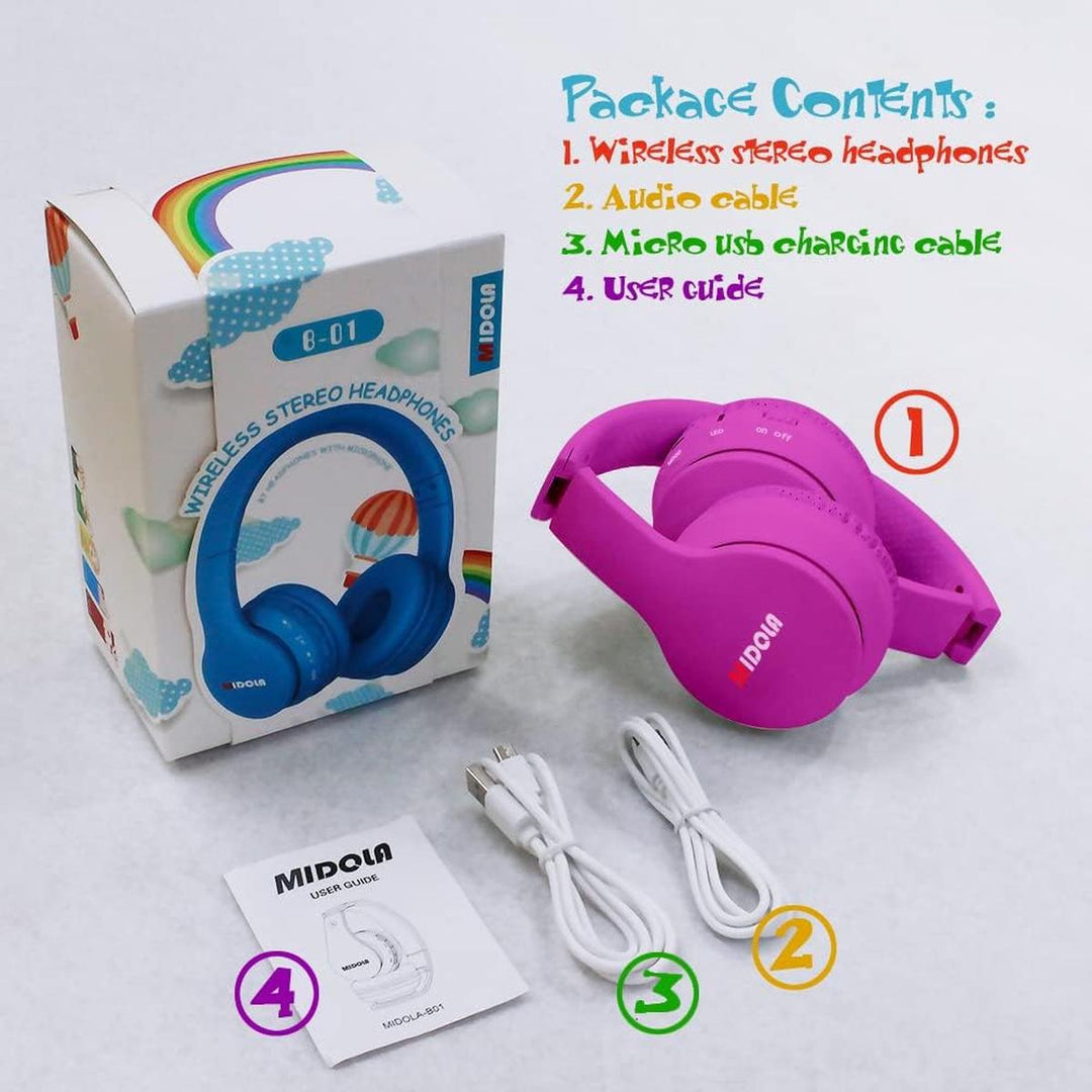 Foldable Kids Bluetooth Headphones - Rose Pink - DOKUTRONIX