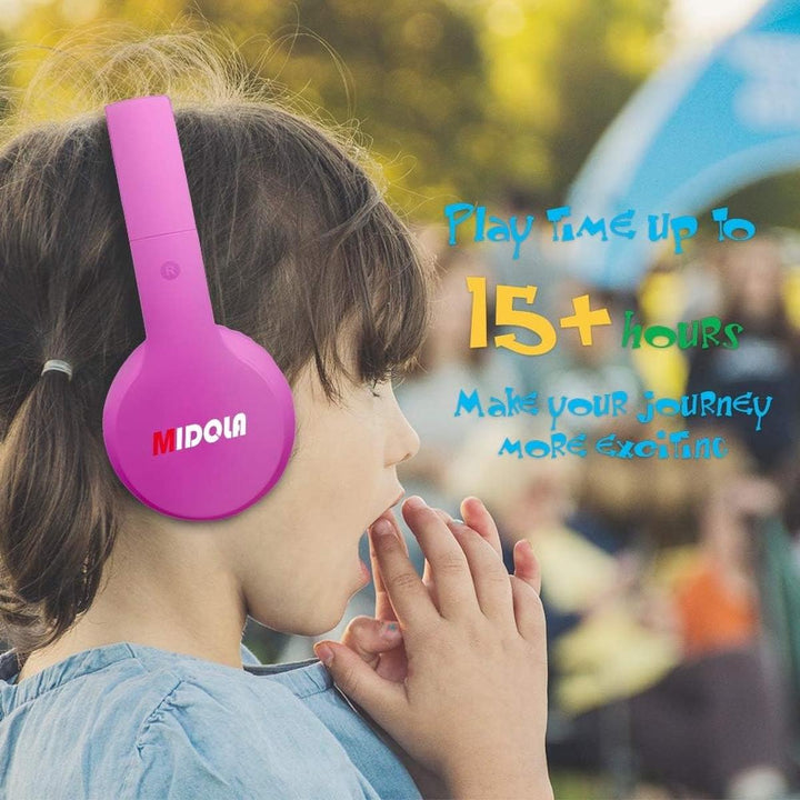 Foldable Kids Bluetooth Headphones - Rose Pink - DOKUTRONIX