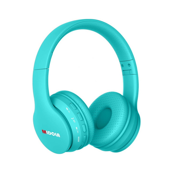 KidSafe Foldable Bluetooth Headphones - Turquoise - DOKUTRONIX