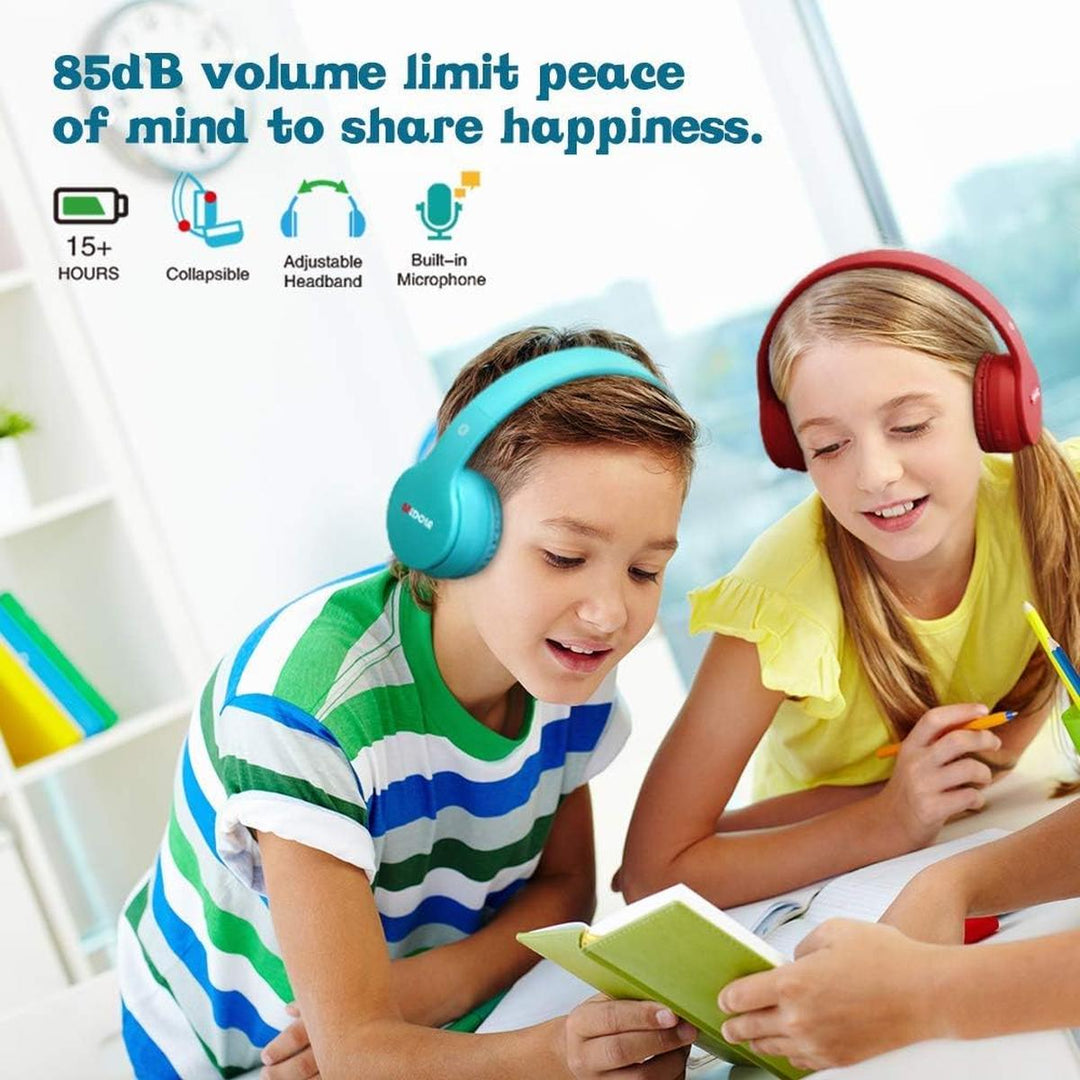 KidSafe Foldable Bluetooth Headphones - Turquoise - DOKUTRONIX