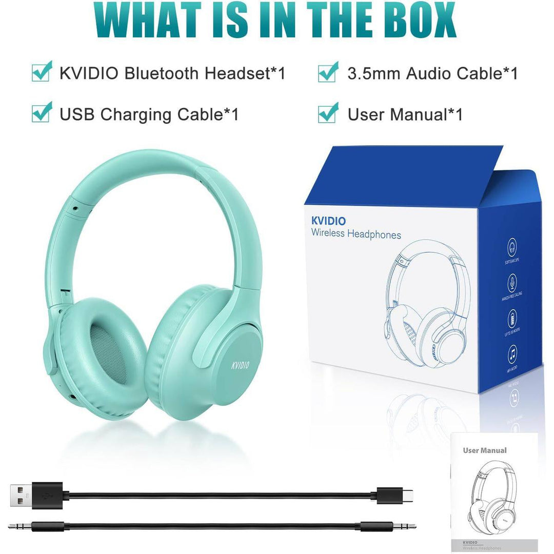 KVIDIO Green Bluetooth Over-Ear Headphones Elite - DOKUTRONIX