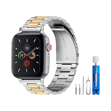 U191U Stainless Steel Band Compatible with Apple Watch - Silver/Gold