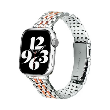 TISIM Stainless Steel Metal Watchband for Apple Watch - Silver and Rose Gold, Full Series Compatibility, Easy to Adjust, Premium Quality