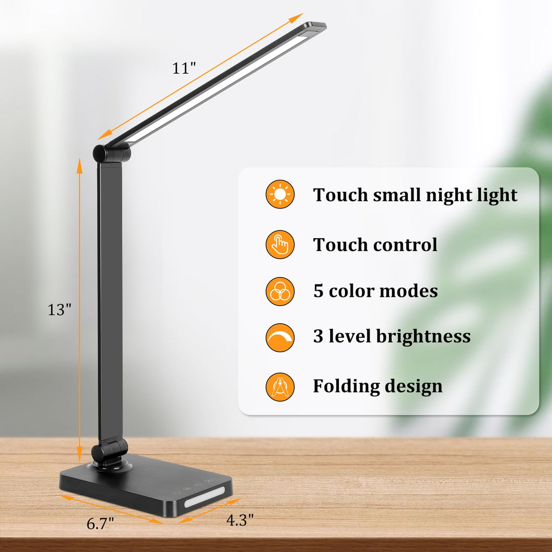 Smart Touch LED Desk Lamp with USB & Color Modes - DOKUTRONIX