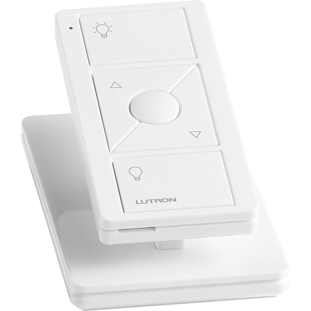 Lutron Pico Remote for Caseta Smart Dimmer Switch, 3-Button Control with Raise/Lower and Preset Lighting Level, For Table Top or Wallmount Use, PJ2-3BRL-WH-L01R, White - DOKUTRONIX